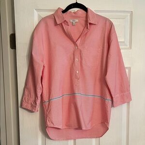 J. Crew Red and White Button Down Tunic Top 6